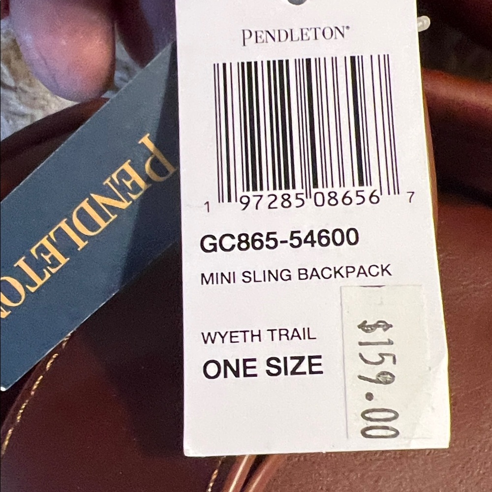 Pendleton Brown Leather Sling Backpack with Multi… - image 2